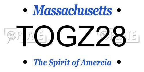 TOGZ28 Massachusetts License Plate
