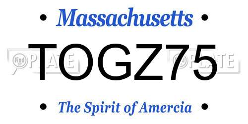 TOGZ75 Massachusetts License Plate