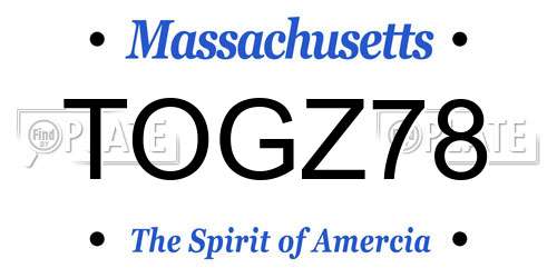 TOGZ78 Massachusetts License Plate