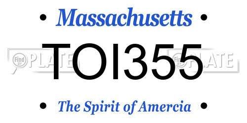 TOI355 Massachusetts License Plate
