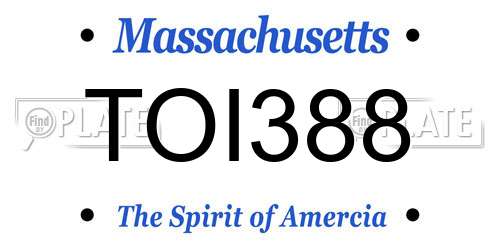 TOI388 Massachusetts License Plate