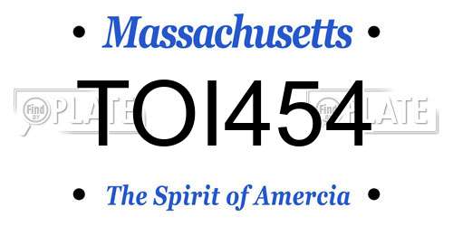 TOI454 Massachusetts License Plate