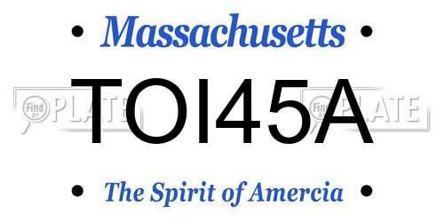 TOI45A Massachusetts License Plate