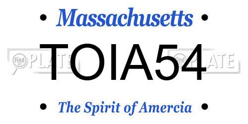 TOIA54 Massachusetts License Plate