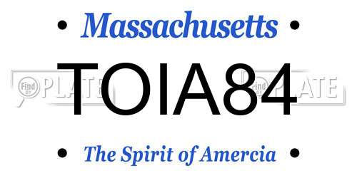 TOIA84 Massachusetts License Plate