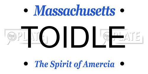 TOIDLE Massachusetts License Plate