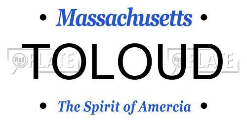 TOLOUD Massachusetts License Plate