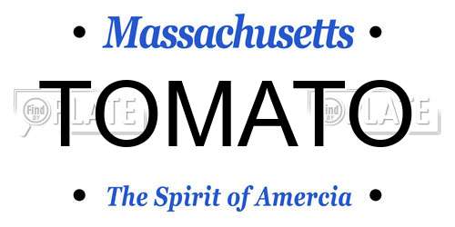TOMATO Massachusetts License Plate