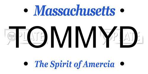 TOMMYD Massachusetts License Plate