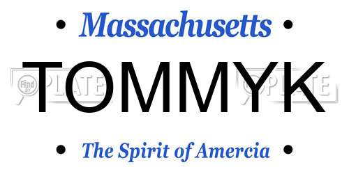 TOMMYK Massachusetts License Plate