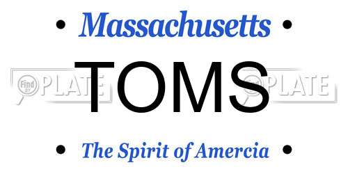 TOMS Massachusetts License Plate
