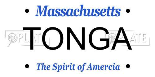TONGA Massachusetts License Plate