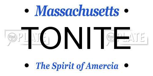TONITE Massachusetts License Plate