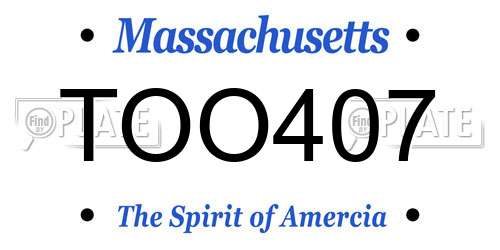 TOO407 Massachusetts License Plate