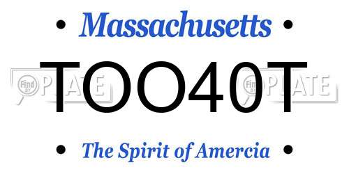 TOO40T Massachusetts License Plate