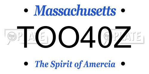 TOO40Z Massachusetts License Plate