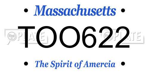 TOO622 Massachusetts License Plate