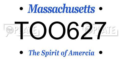 TOO627 Massachusetts License Plate