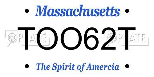 TOO62T Massachusetts License Plate