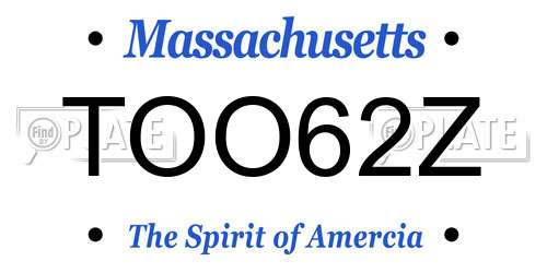 TOO62Z Massachusetts License Plate