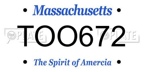 TOO672 Massachusetts License Plate
