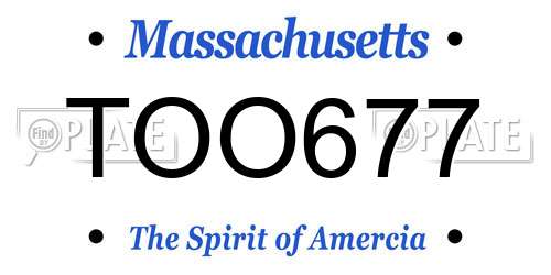 TOO677 Massachusetts License Plate