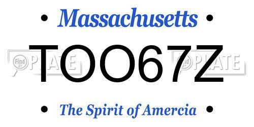 TOO67Z Massachusetts License Plate