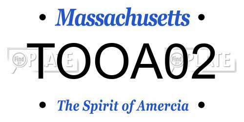 TOOA02 Massachusetts License Plate