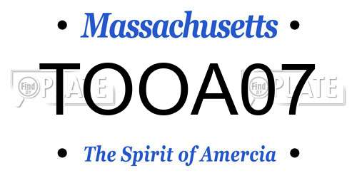 TOOA07 Massachusetts License Plate