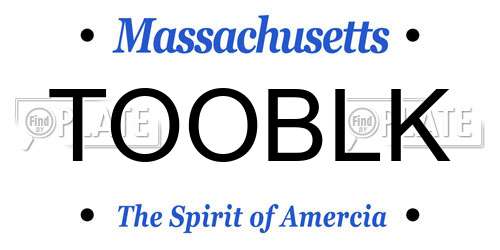 TOOBLK Massachusetts License Plate