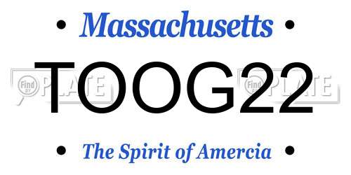 TOOG22 Massachusetts License Plate