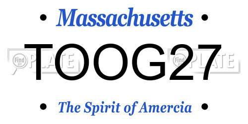TOOG27 Massachusetts License Plate