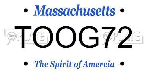 TOOG72 Massachusetts License Plate