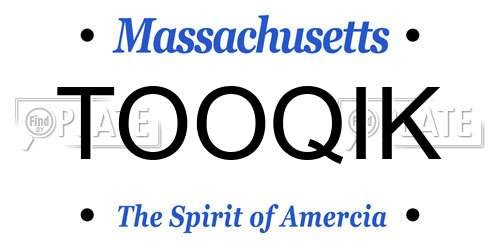 TOOQIK Massachusetts License Plate