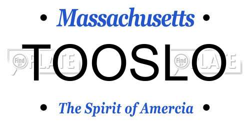 TOOSLO Massachusetts License Plate
