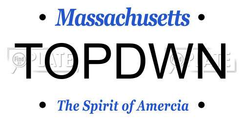 TOPDWN Massachusetts License Plate