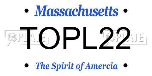 TOPL22 Massachusetts License Plate