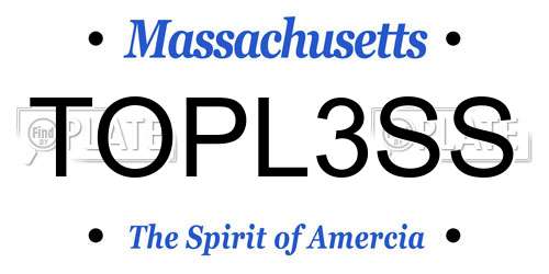 TOPL3SS Massachusetts License Plate