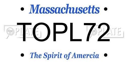 TOPL72 Massachusetts License Plate