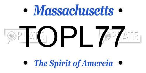 TOPL77 Massachusetts License Plate