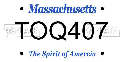 TOQ407 Massachusetts License Plate