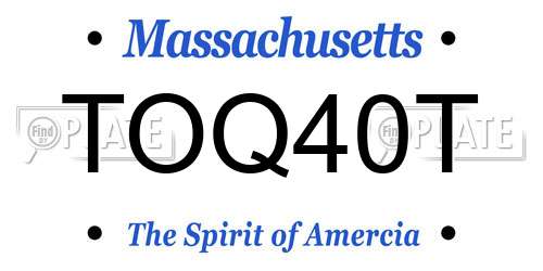 TOQ40T Massachusetts License Plate