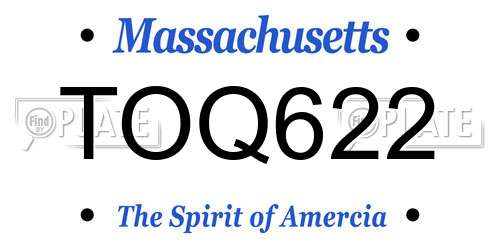 TOQ622 Massachusetts License Plate