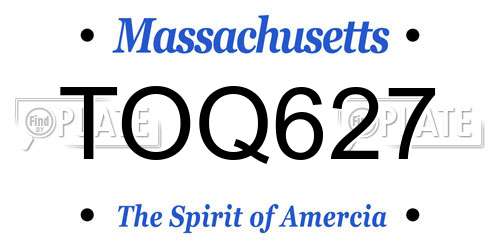 TOQ627 Massachusetts License Plate