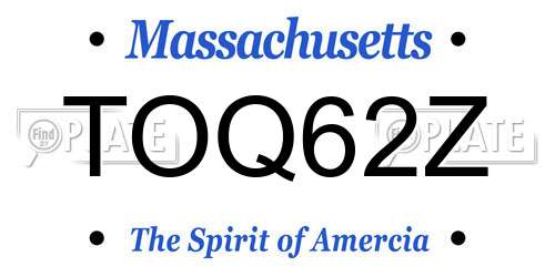 TOQ62Z Massachusetts License Plate