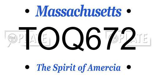 TOQ672 Massachusetts License Plate