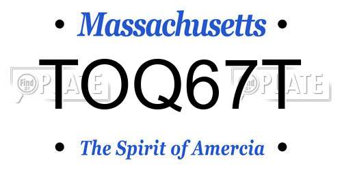 TOQ67T Massachusetts License Plate