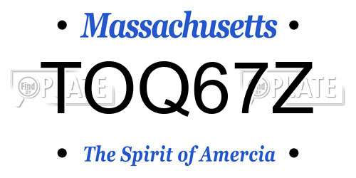 TOQ67Z Massachusetts License Plate