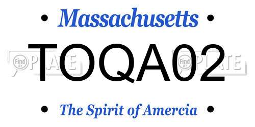 TOQA02 Massachusetts License Plate