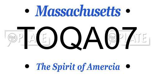 TOQA07 Massachusetts License Plate